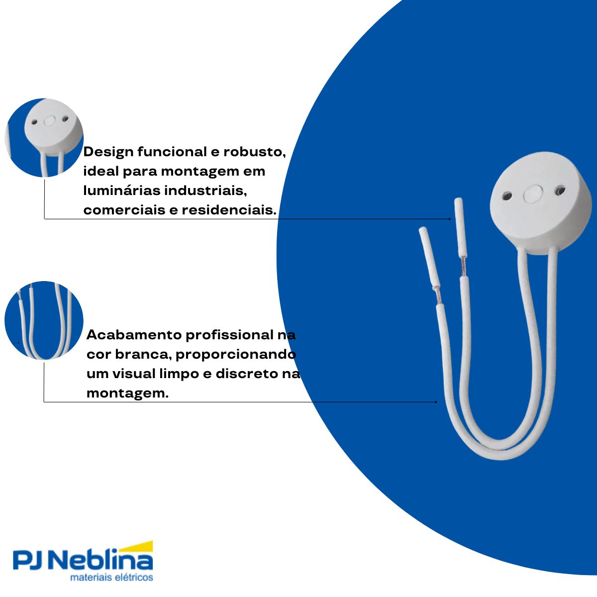 Soquete Lâmpada Pvc C/Rabicho P/Lâmpada Fluorescente G13 Branco - Redy