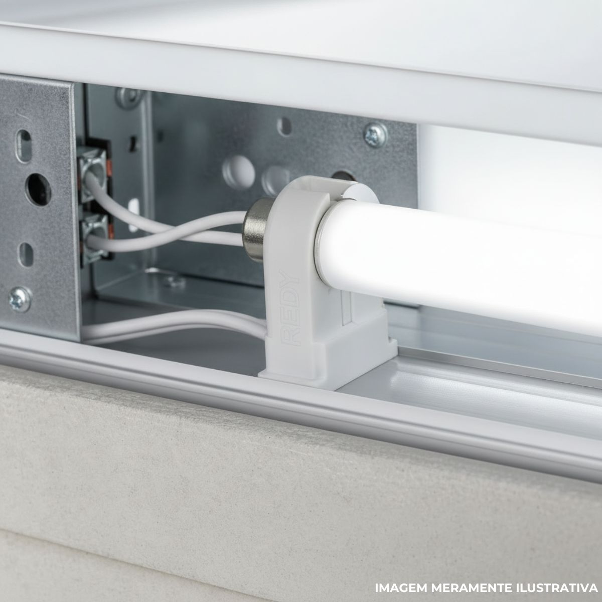 Soquete Lâmpada Pvc C/Rabicho P/Lâmpada Fluorescente G13 Branco - Redy