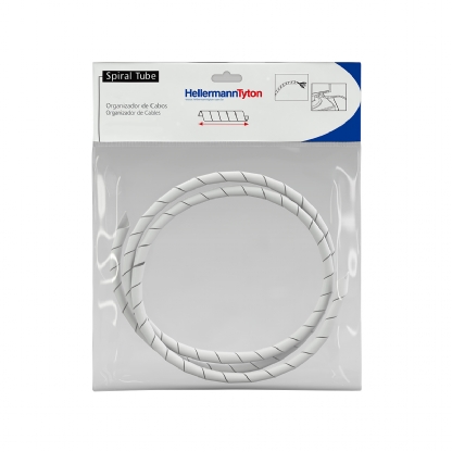 Spiral Organizador Cabos Spiral Tube 1/2 Polegadas Polietileno Branco 50 Metros - Hellermann