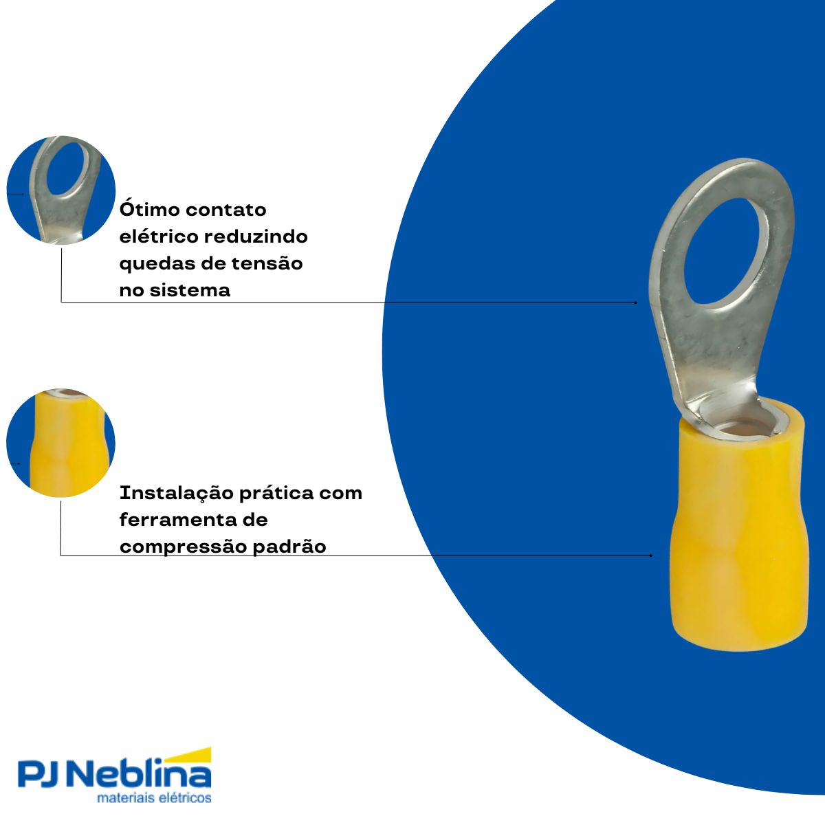 Terminal Olhal 4,00-6,00Mm (12-10Awg) Pré-Isolado Am 1 Furo F=8Mm 5/16 (M8) - Magnet