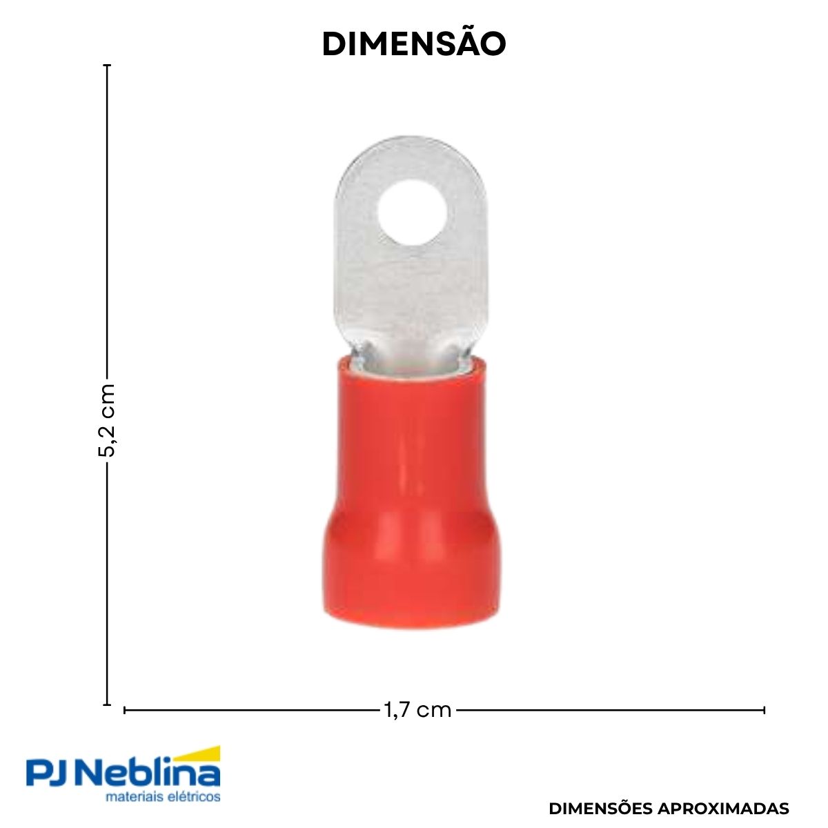Terminal Olhal 35mm (2awg) Pre-isolado Vm 1 Furo F=10mm 3/8