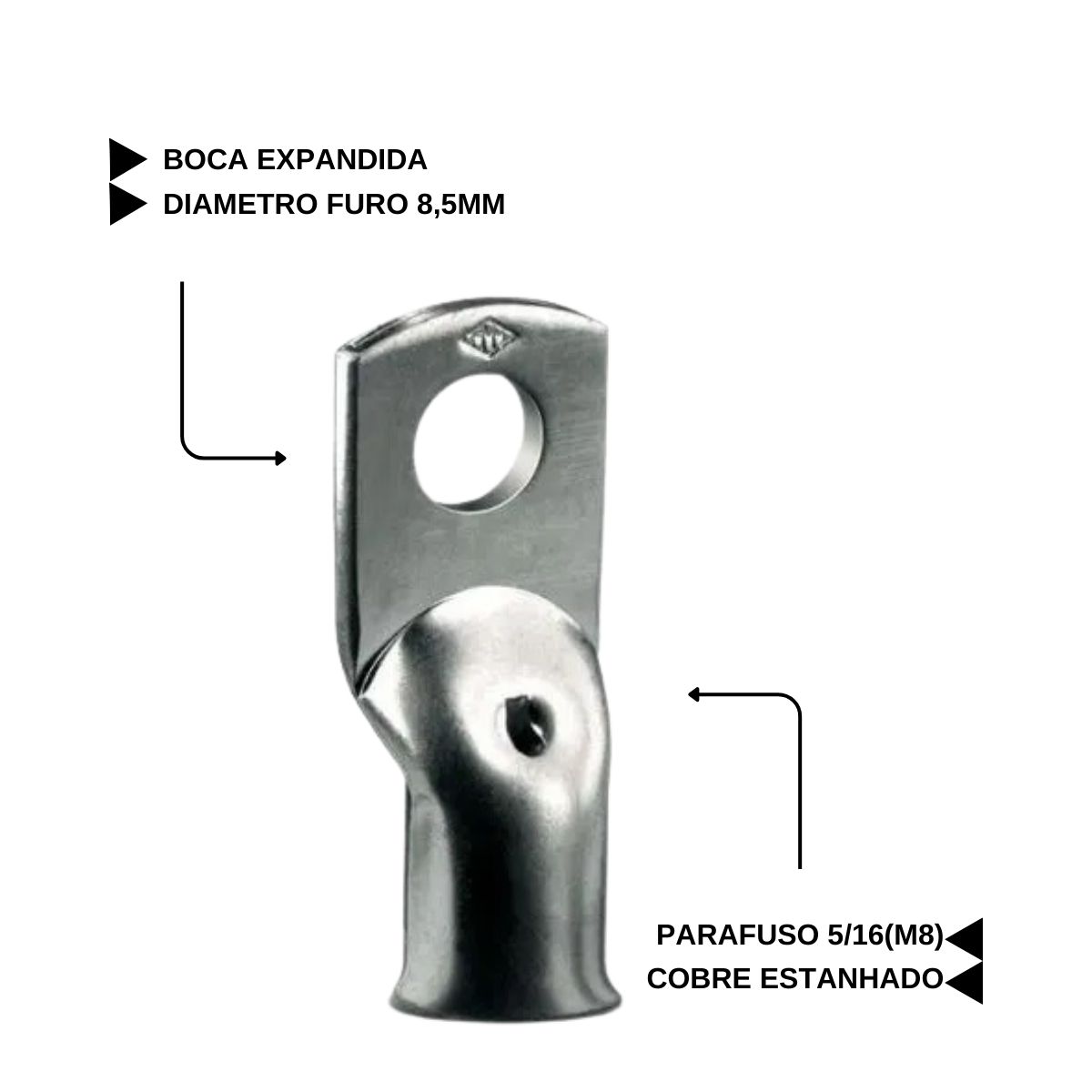 Terminal Compressão Boca Expandida 50Mm 1 Compressão 1 Furo F=8,5Mm 5/16 (M8) 630950 Magnet