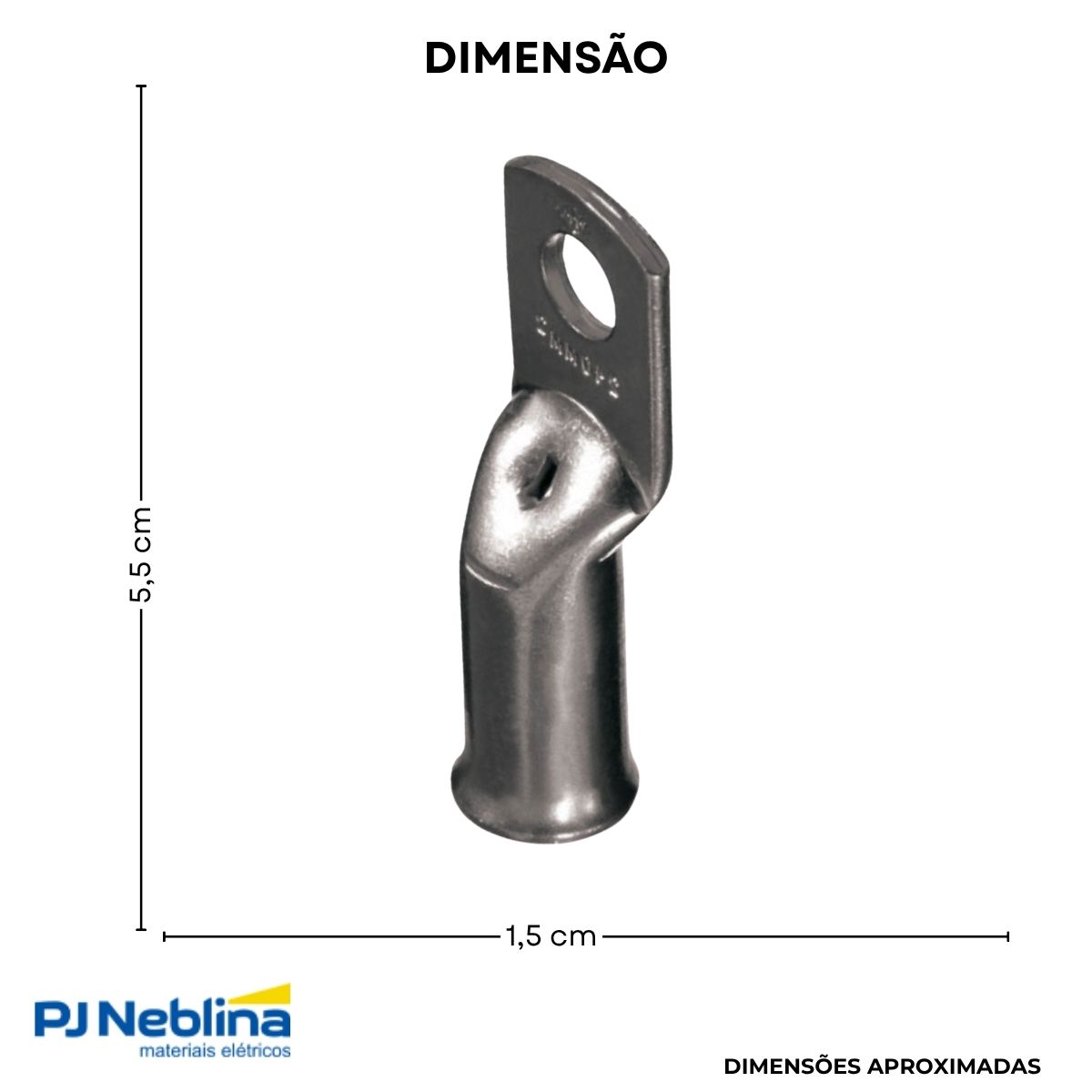 Terminal Compressao 35mm 2 Compr 1 Furo F=8,5mm 5/16 (m8)