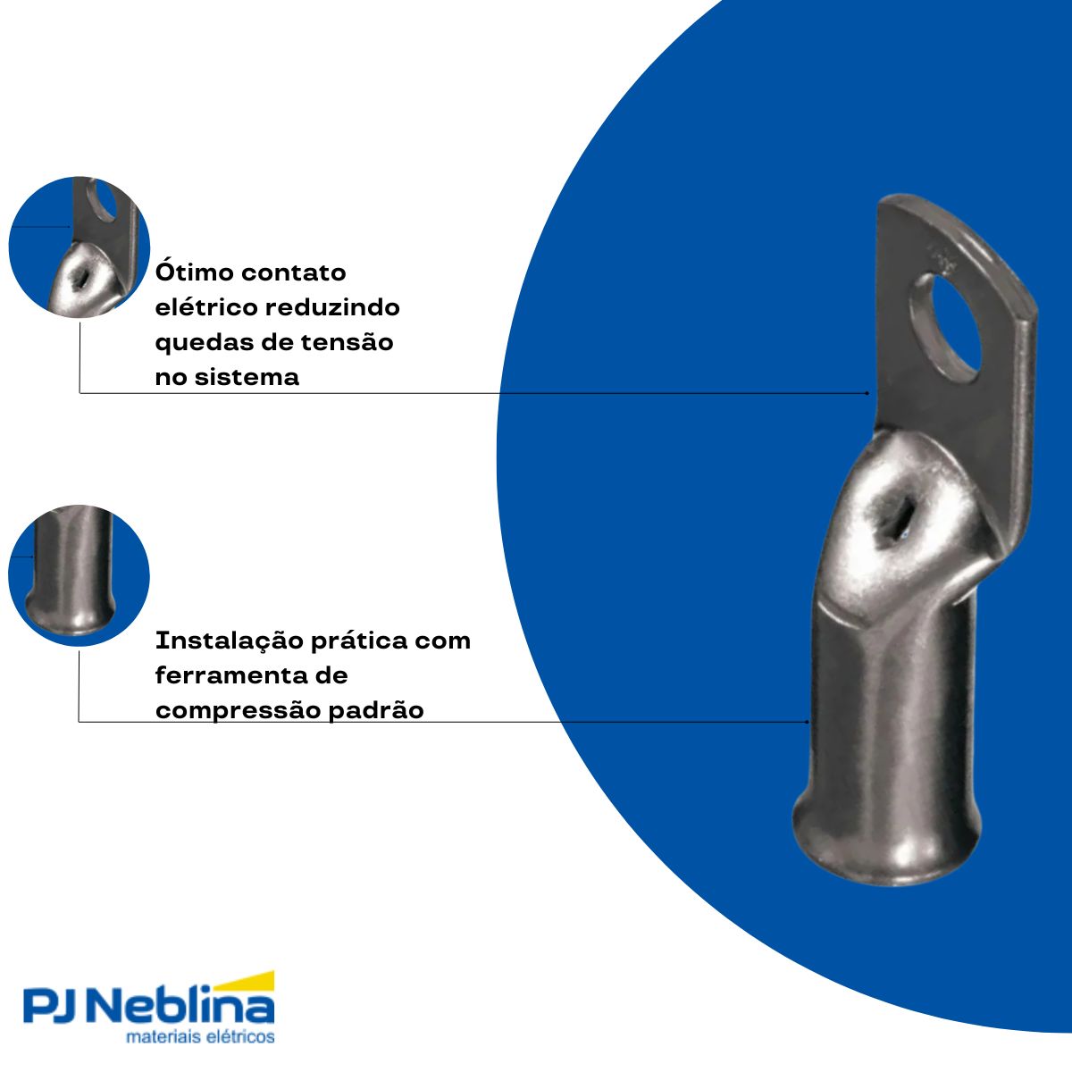 Terminal Compressao 50mm 2 Compr 1 Furo F=8,5mm 5/16 (m8)