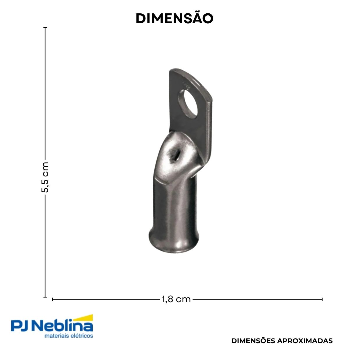 Terminal Compressao 50mm 2 Compr 1 Furo F=8,5mm 5/16 (m8)