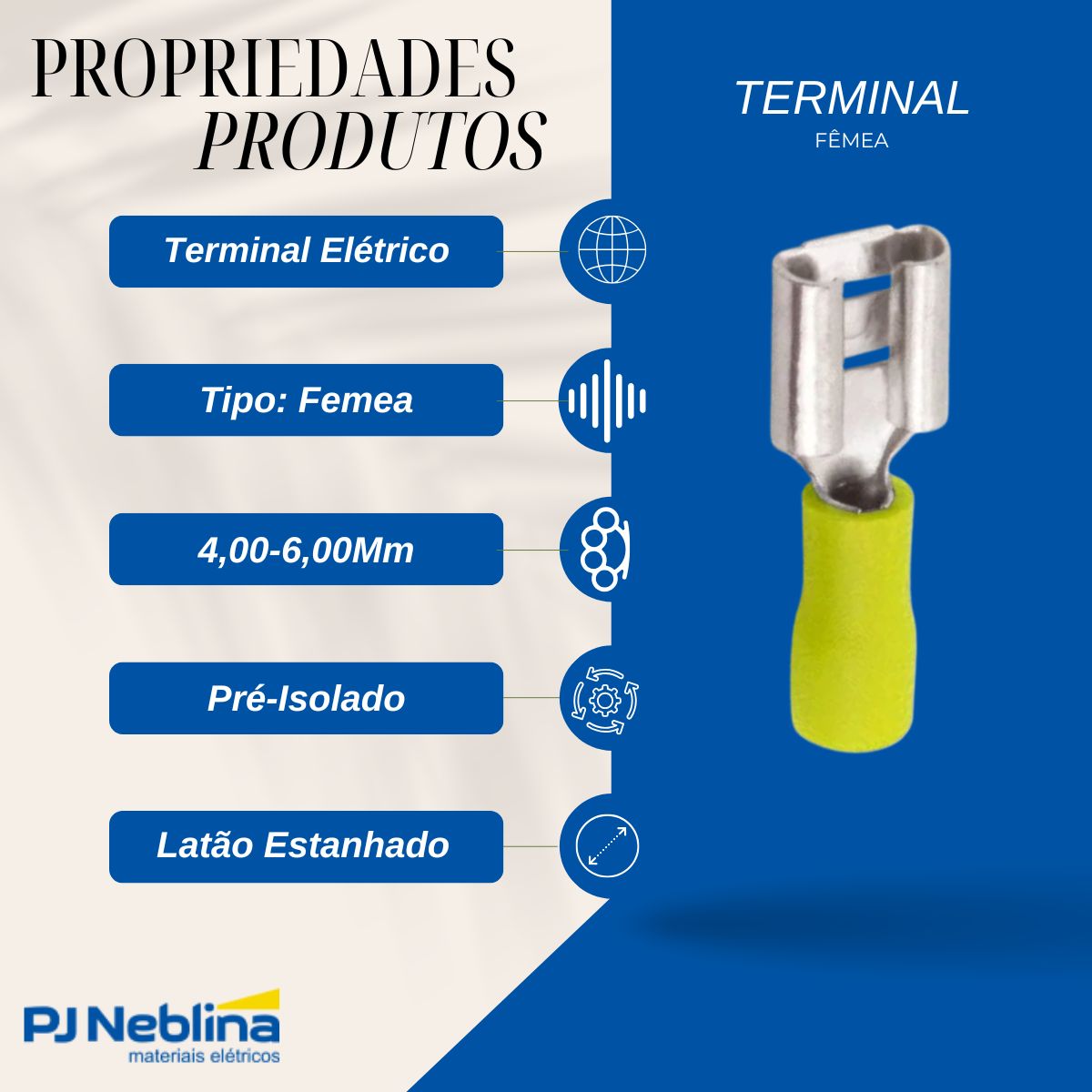 Terminal Femea 4,00-6,00mm (12-10awg) Pre-isolado Am