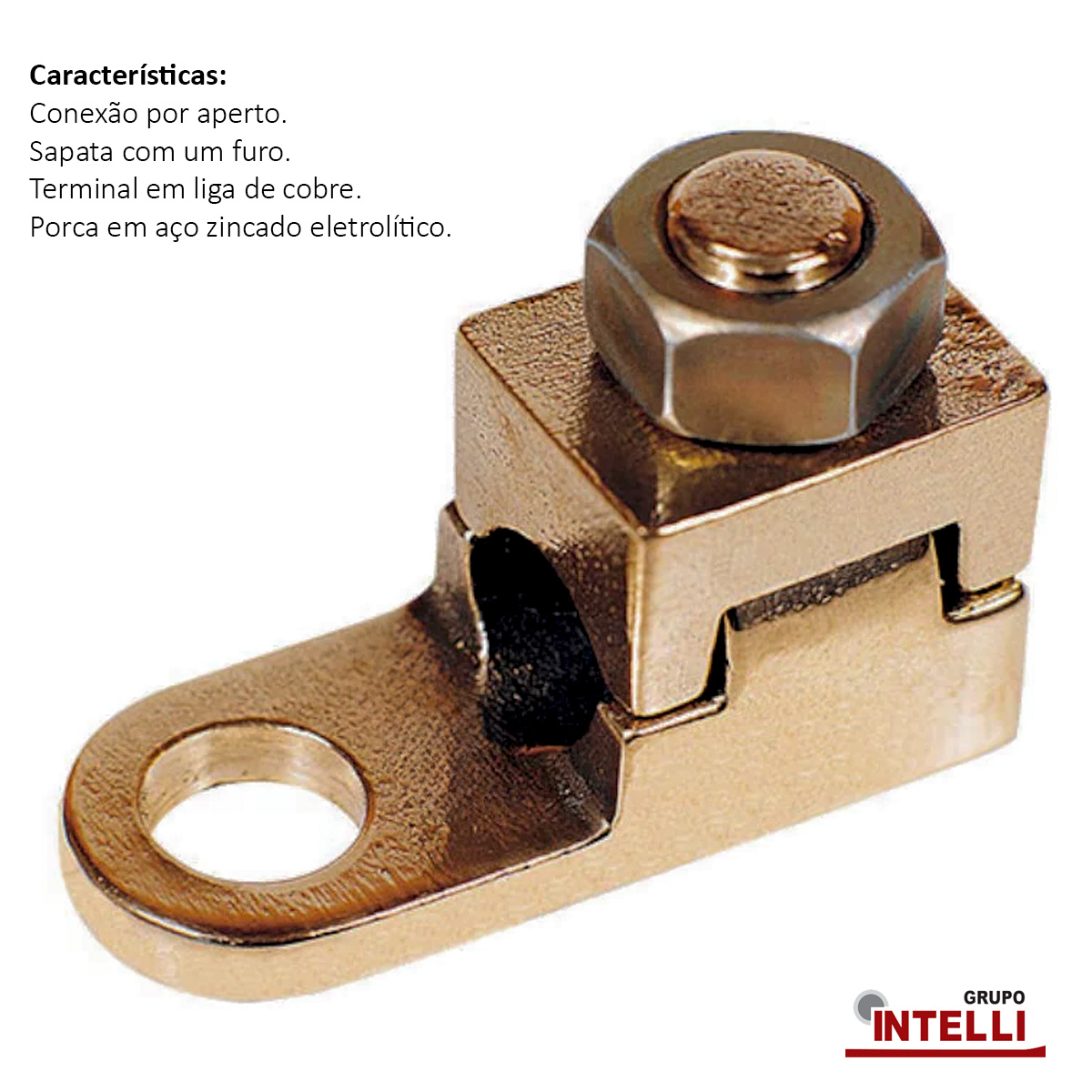 Terminal Pressão 1 Cabo 120Mm 1 Furo F=13,5Mm 1/2 Polegadas M12 Latão Ta-120 1909 Intelli