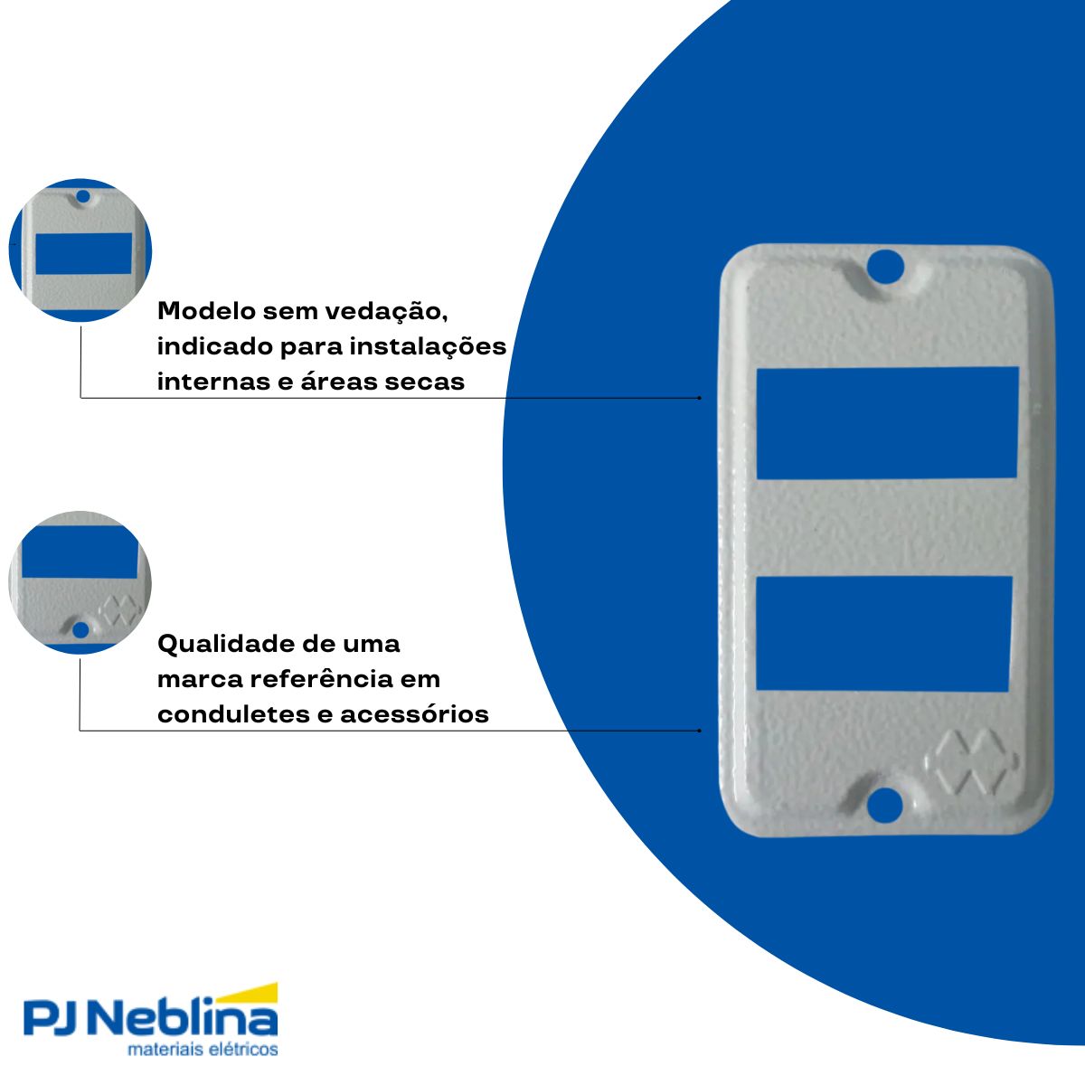 Tampa Condulete 2 Postos Distanciados Alumínio 1/2-3/4 C/Pintura Cz S/Vedação - Wetzel