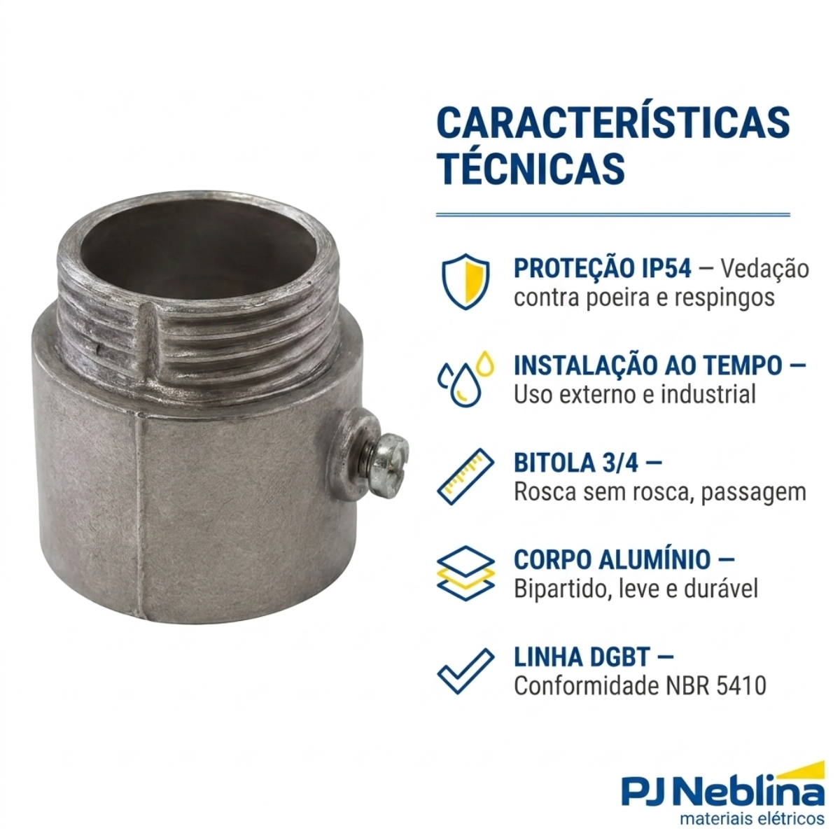 Unidut Cônico Alumínio 2.1/2 Bsp S/Vedação - Daisa