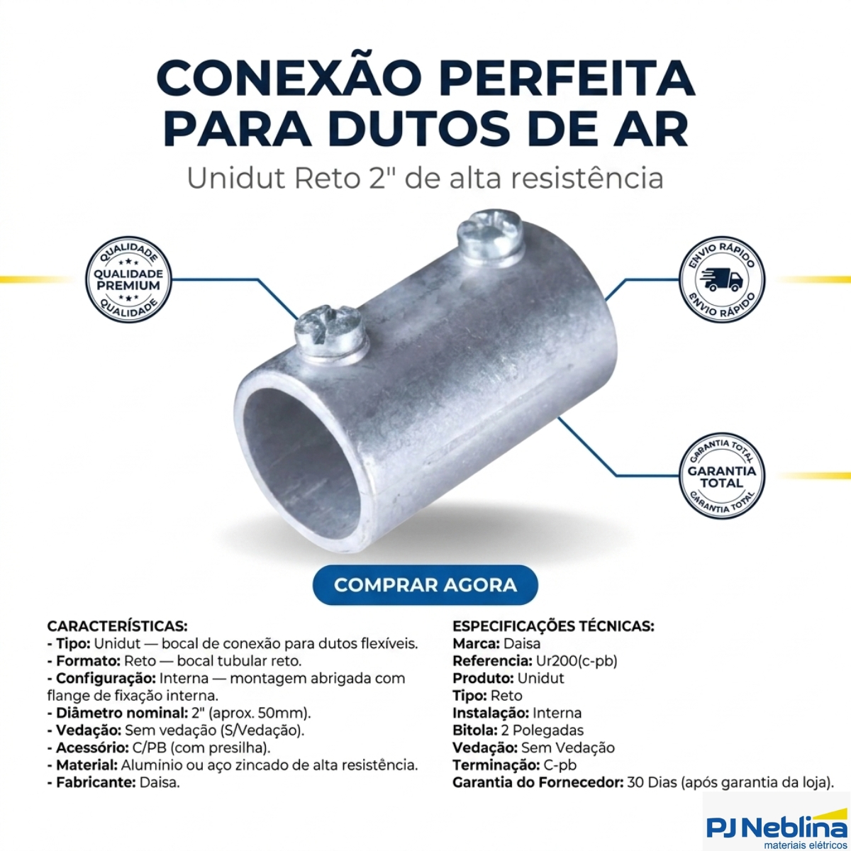 Unidut Reto Interna 2 Polegadas Sem Vedação C-Pb Daisa