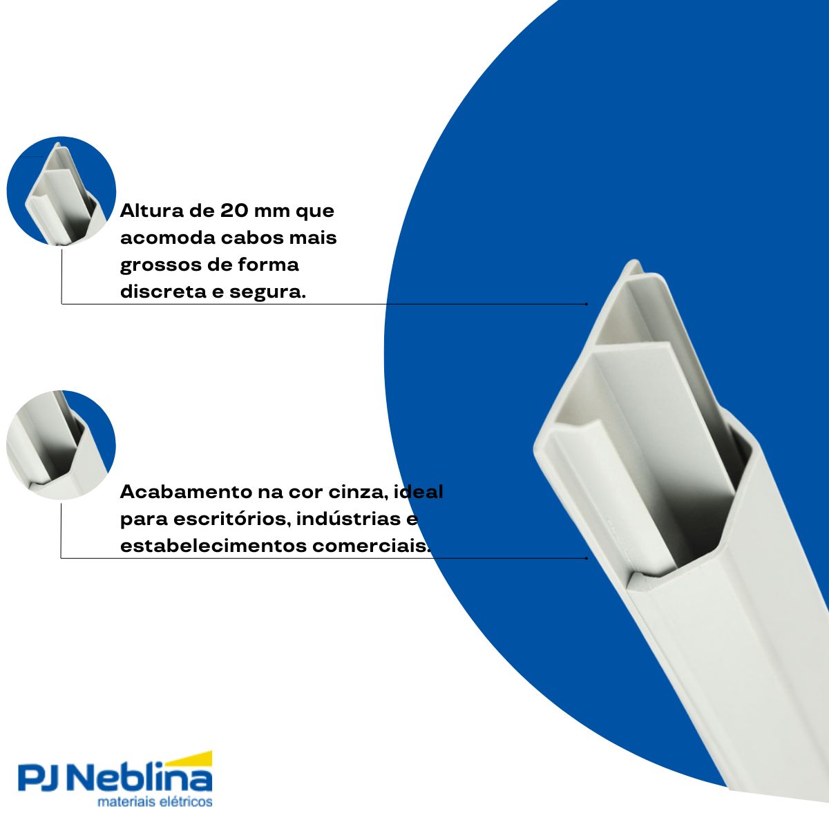 Canaleta Pvc Piso 50X20 (Br C/2M) Cz C/Tampa C/Divisória S/Adesivo - Dutoplast