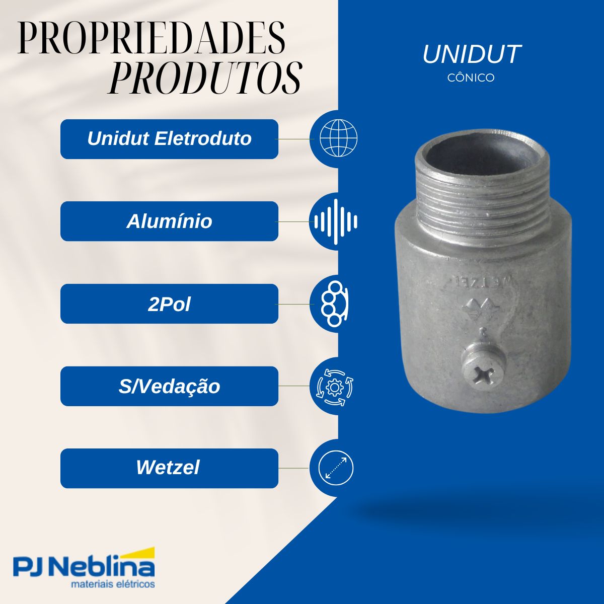 Unidut Cônico Alumínio 2Pol Bsp S/Vedação - Wetzel