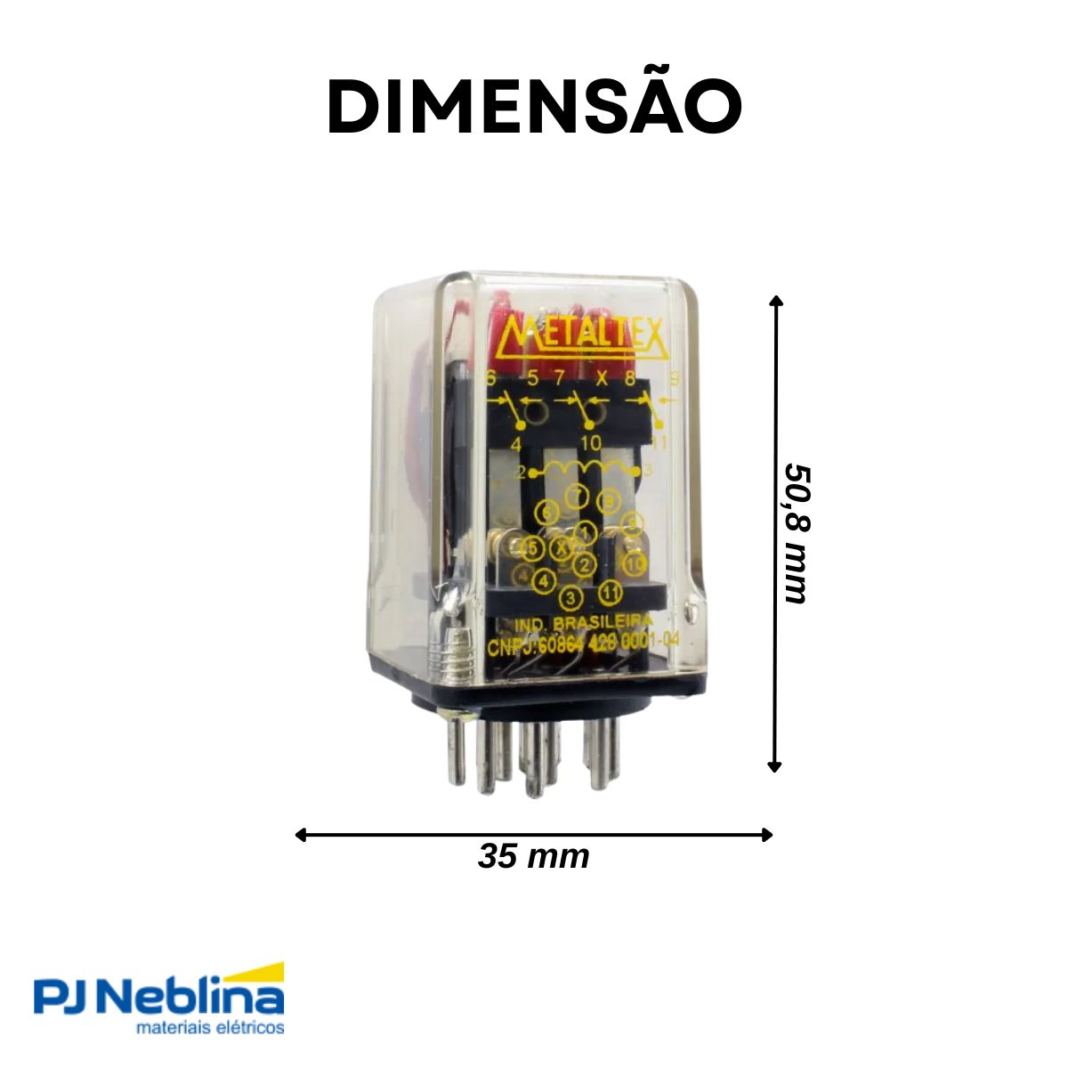 Relé Industrial 12A 24Vcc 3Rev (3Pdt) - Metaltex