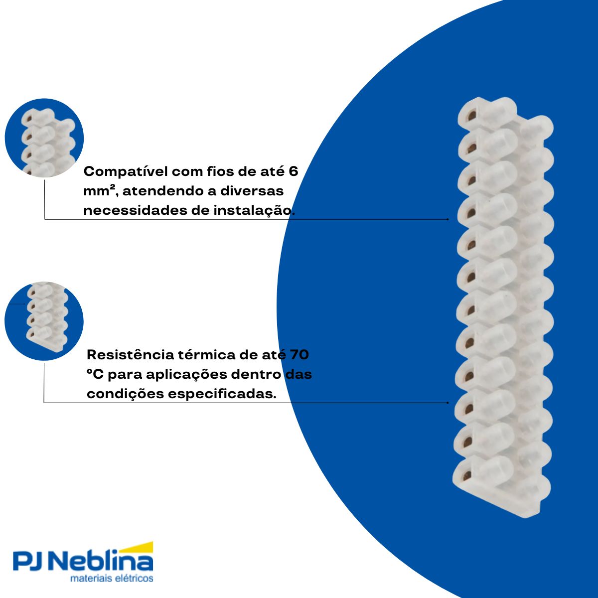 Conector Múltiplo Polietileno 25A 600V 12 Bornes 6,00Mm 70G Branco - Sindal