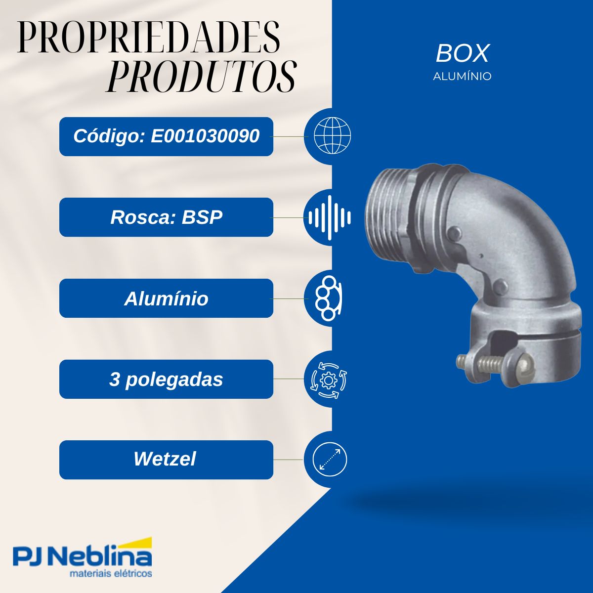 Box Curvo Alumínio 3Pol Bsp - Wetzel