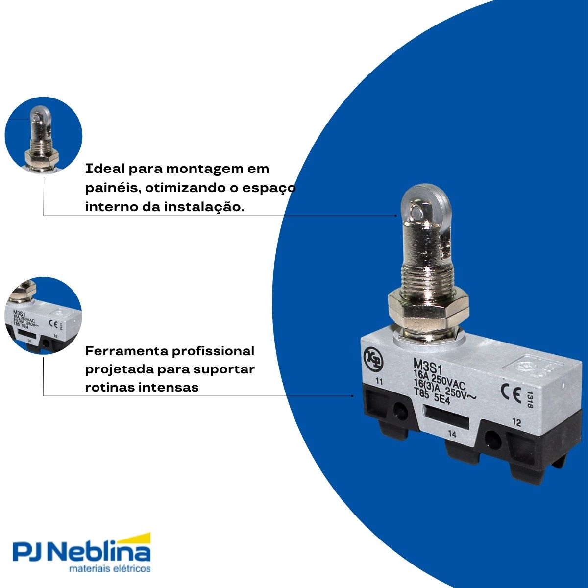 Chave Fim De Curso Botão C/Rolete P/Painel 16A 1Naf Ip40 - Kap