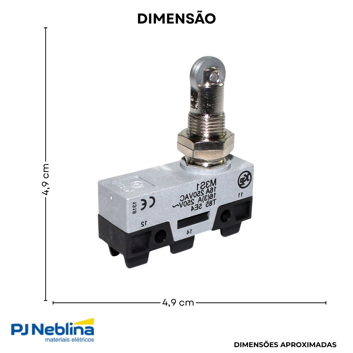 Chave Fim De Curso Botão C/Rolete P/Painel 16A 1Naf Ip40 - Kap