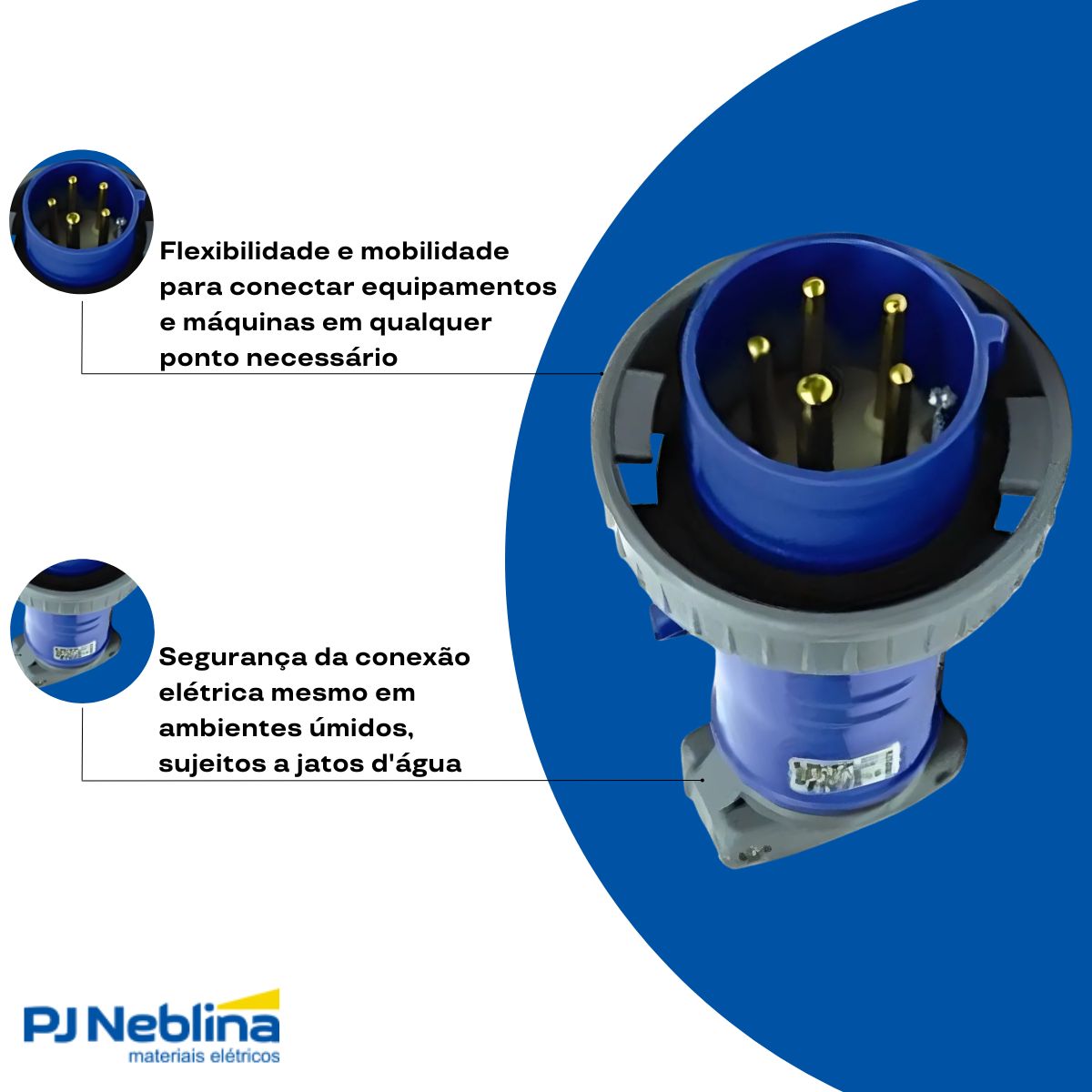 Plug Macho Prova D'água Poliamida 6.6 3P+T 16A 220/240V Az 9H Ip67 - Steck