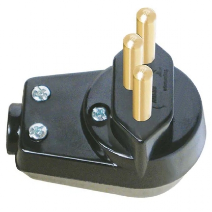 Plug Macho 10A 250V Preto Lateral Com Prensa Cabo - Blux