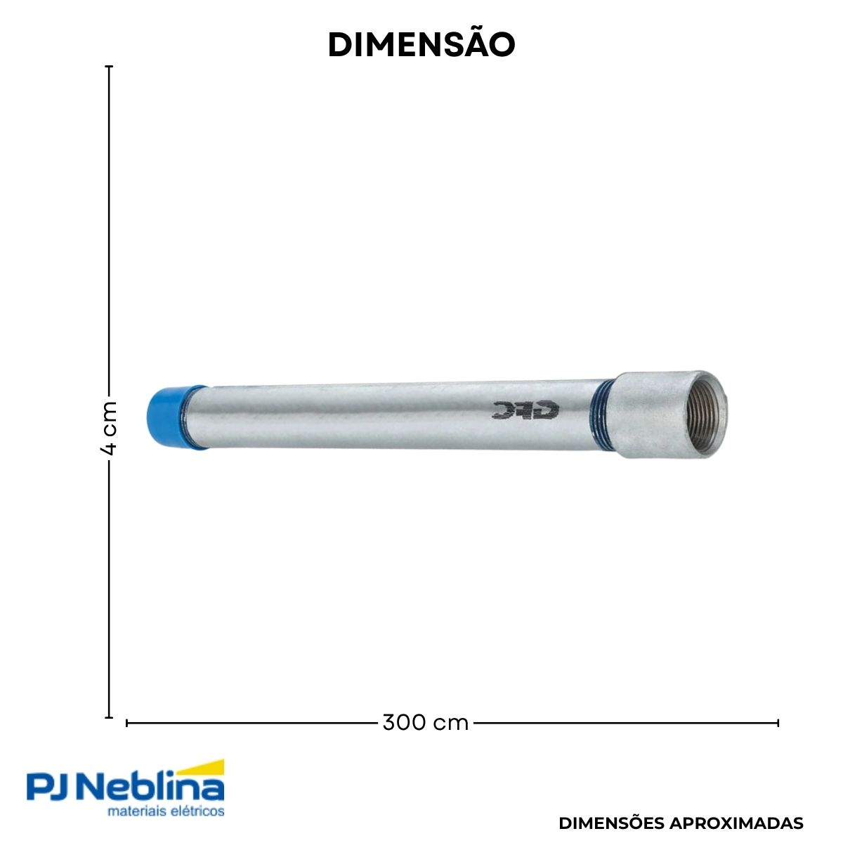 Eletroduto Aço Carbono Roscável Médio 1.1/2 Galv Fogo Nbr 5624 (Br C/3M) P=0,75Mm Tplr C/Luva - Eletroduto/Est