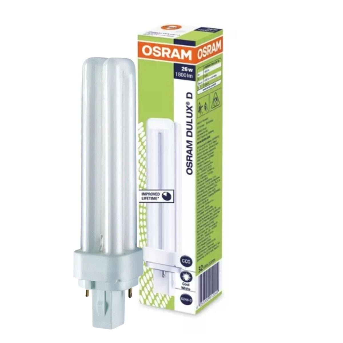 Lâmpada Fluorescente Compacta 2U 26W Não Integrada 2 Pinos G24D-3 Luz Branca 4000K 7000458 Osram/Ledvance