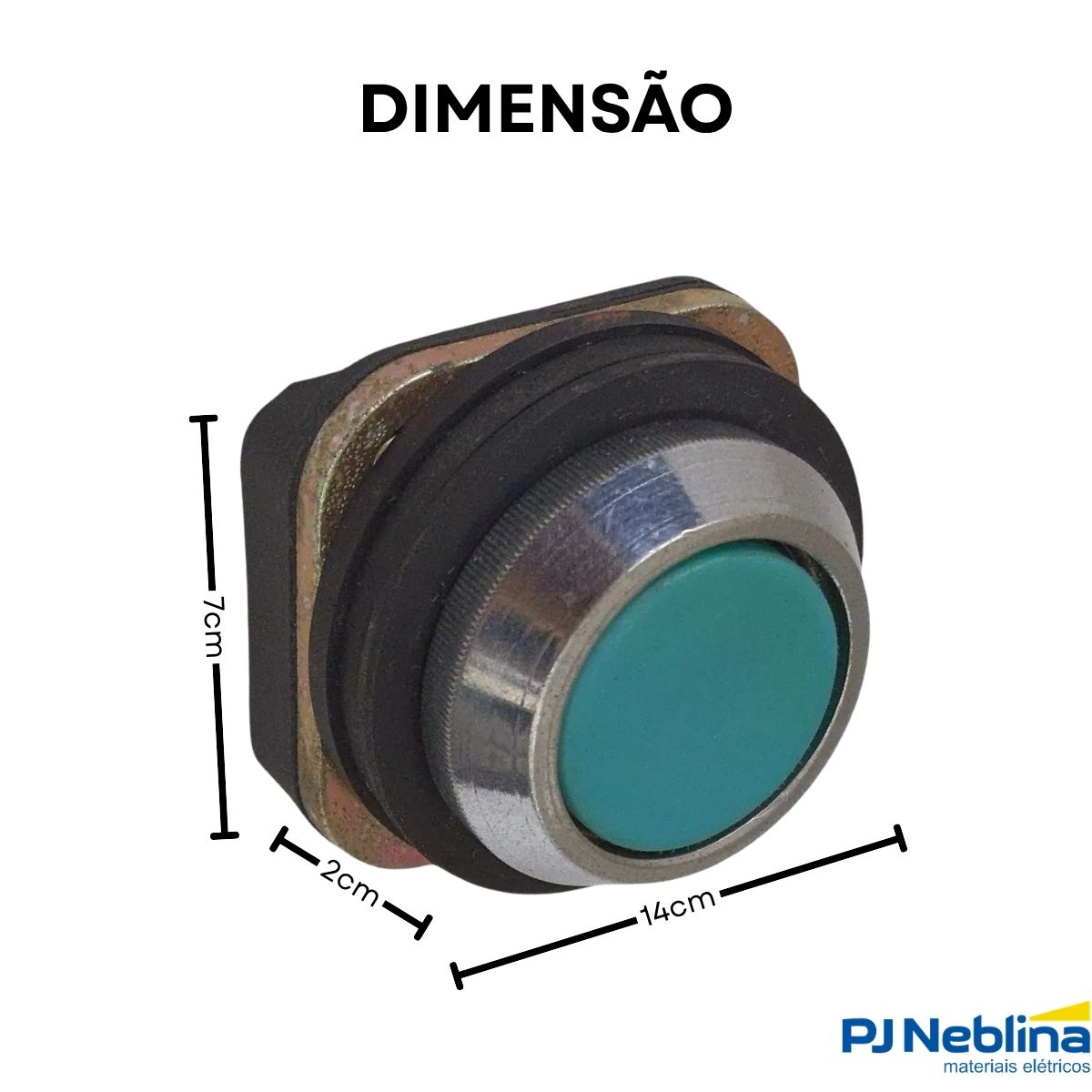 Botão Comando Pulsador Faceado Redondo 30,5Mm Metálico Verde 1Na - Blindex