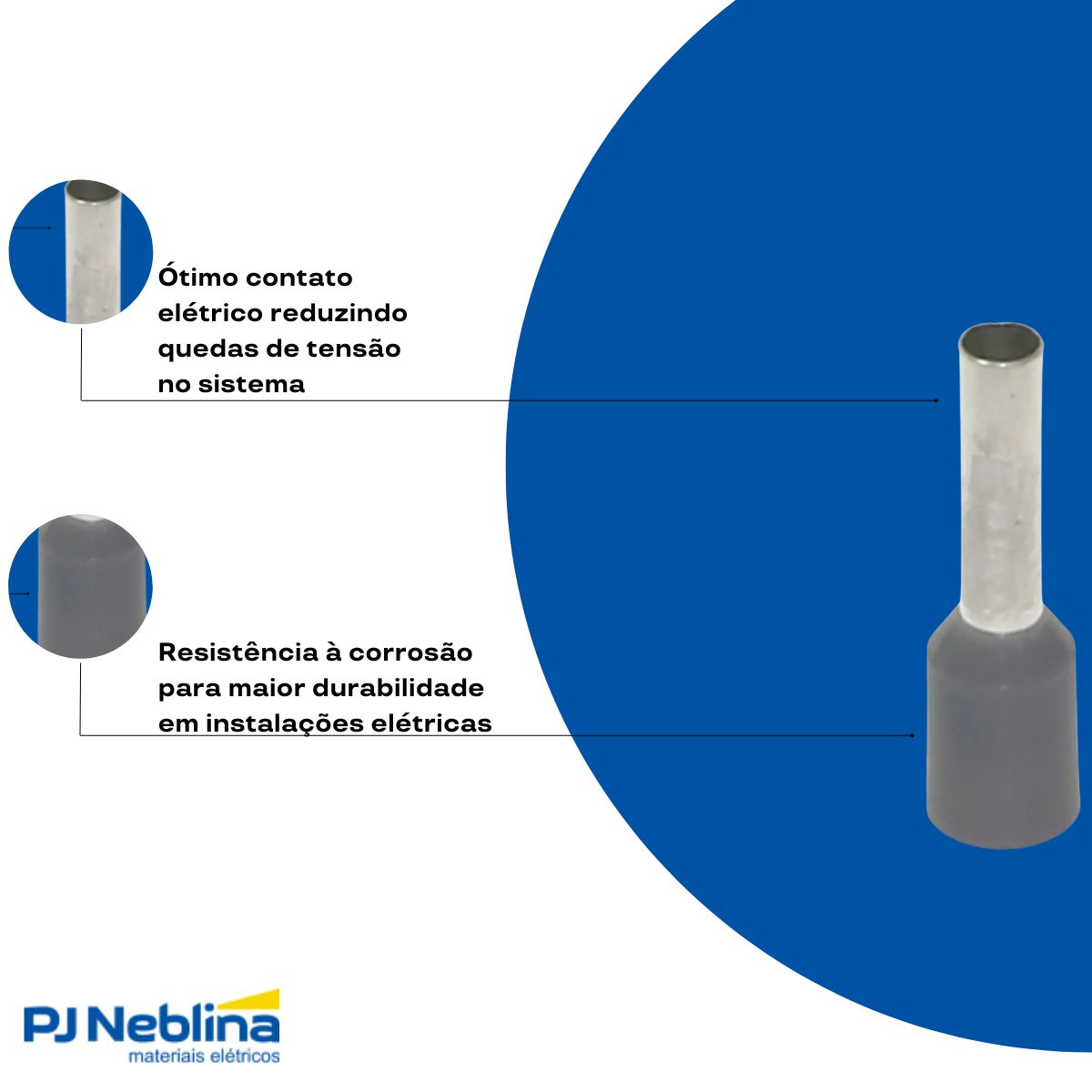 Terminal Tubular (Ilhos) 0,75Mm (18Awg) Pré-Isolado Cinza - Axt