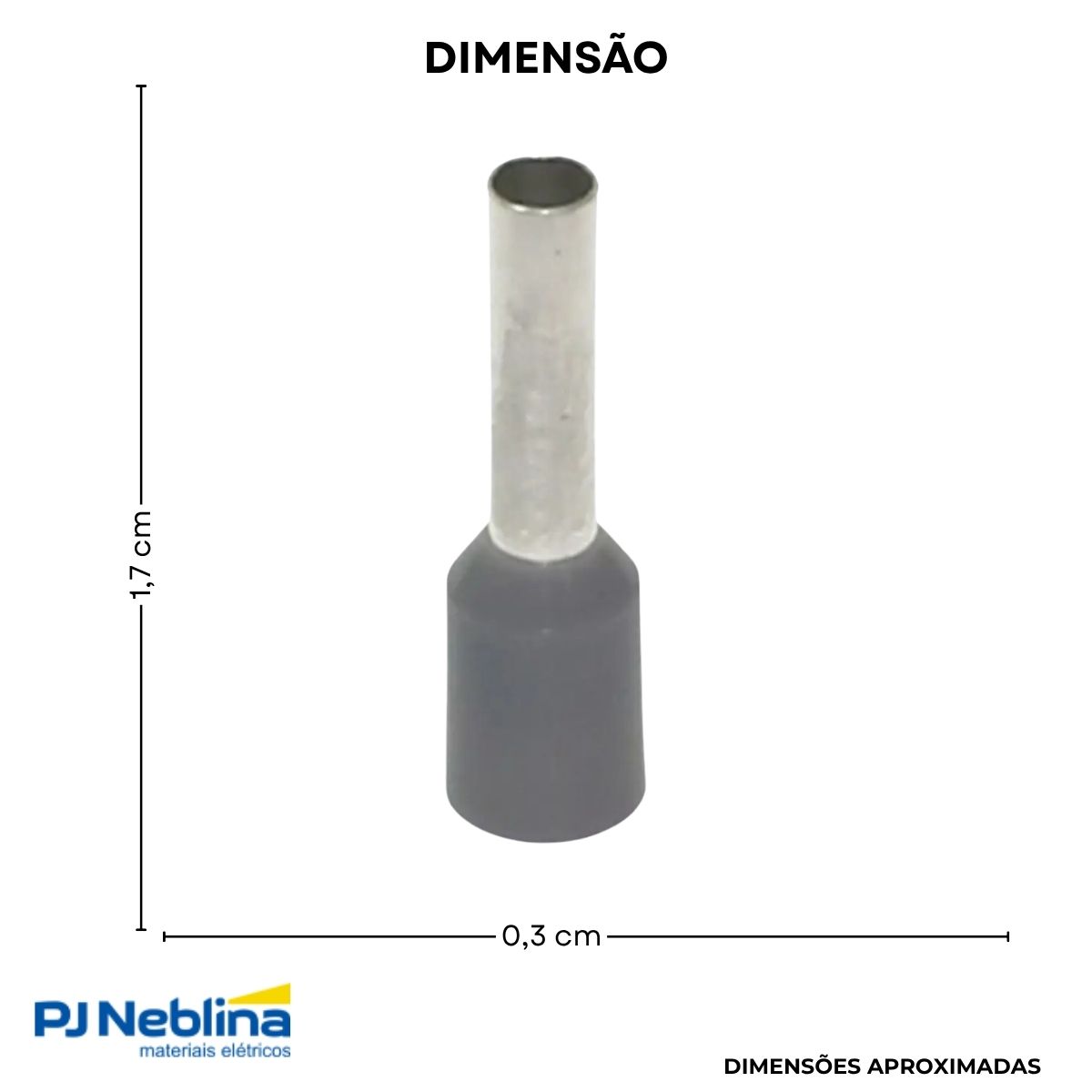 Terminal Tubular (Ilhos) 0,75Mm (18Awg) Pré-Isolado Cinza - Axt