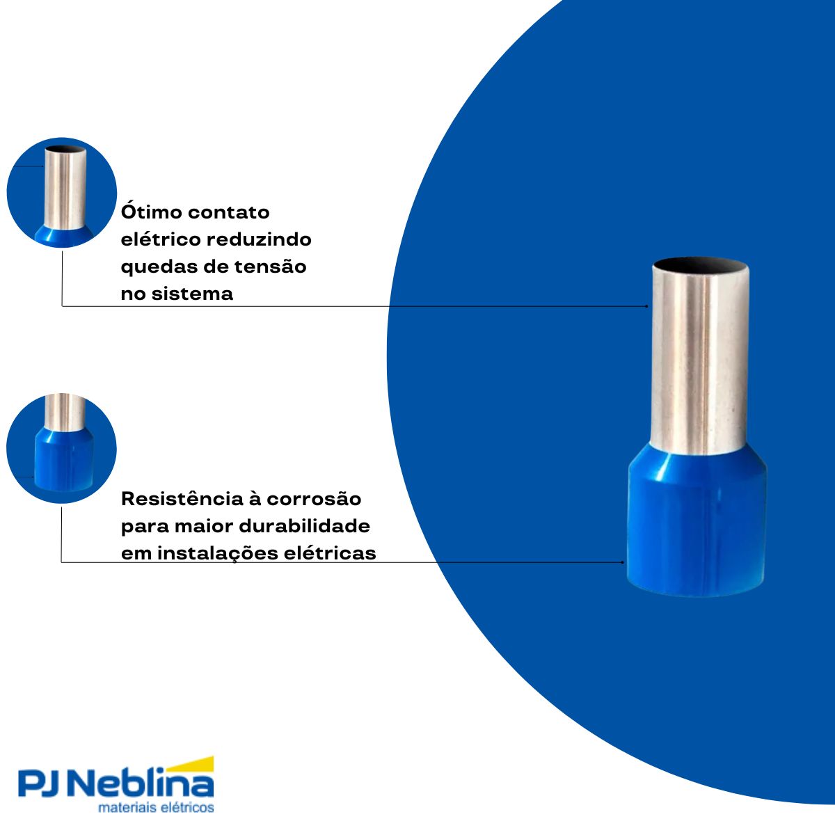 Terminal Tubular (Ilhos) 2,50 mm (14Awg) Pré-Isolado Azul - Axt