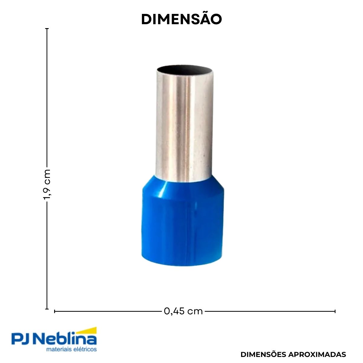 Terminal Tubular (Ilhos) 2,50 mm (14Awg) Pré-Isolado Azul - Axt