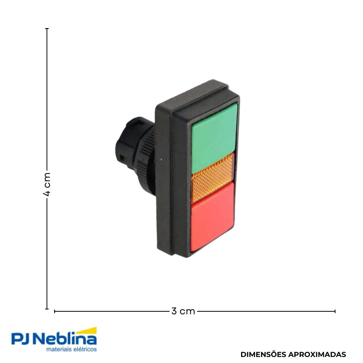 Botão Comando Duplo Pulsador Faceado Iluminado Retangular 22 mm Plástico Verde/Vermelho - Ace Schmersal