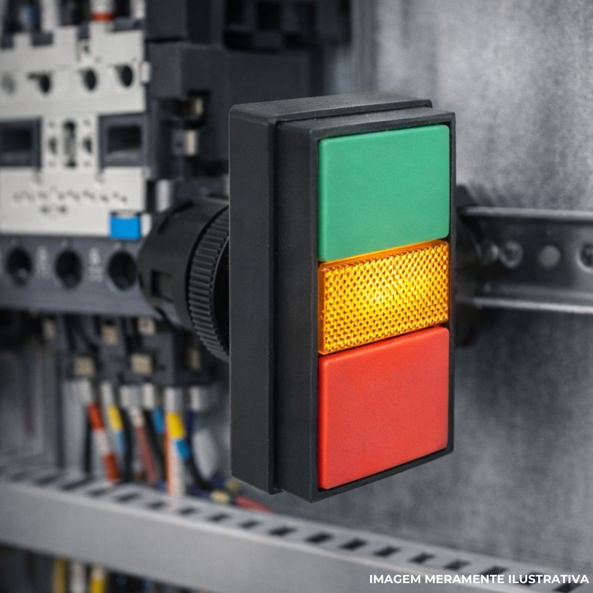 Botão Comando Duplo Pulsador Faceado Iluminado Retangular 22 mm Plástico Verde/Vermelho - Ace Schmersal