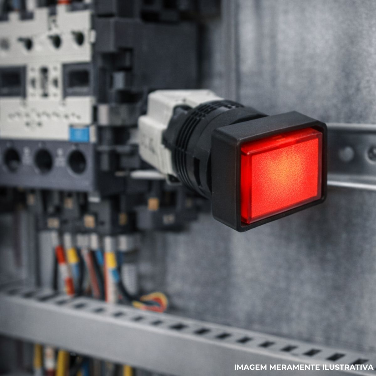 Botão Comando Pulsador Faceado Iluminado Retangular 16 mm Plástico Vermelho 1Na+1Nf - Ace Schmersal