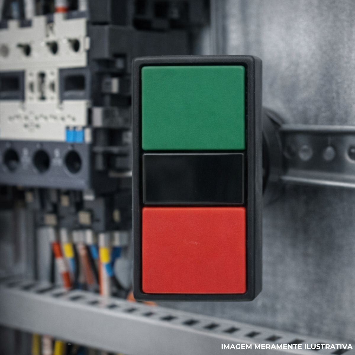 Botão Comando Duplo Pulsador Faceado Retangular 22 mm Plástico Verde/Vermelho - Ace Schmersal