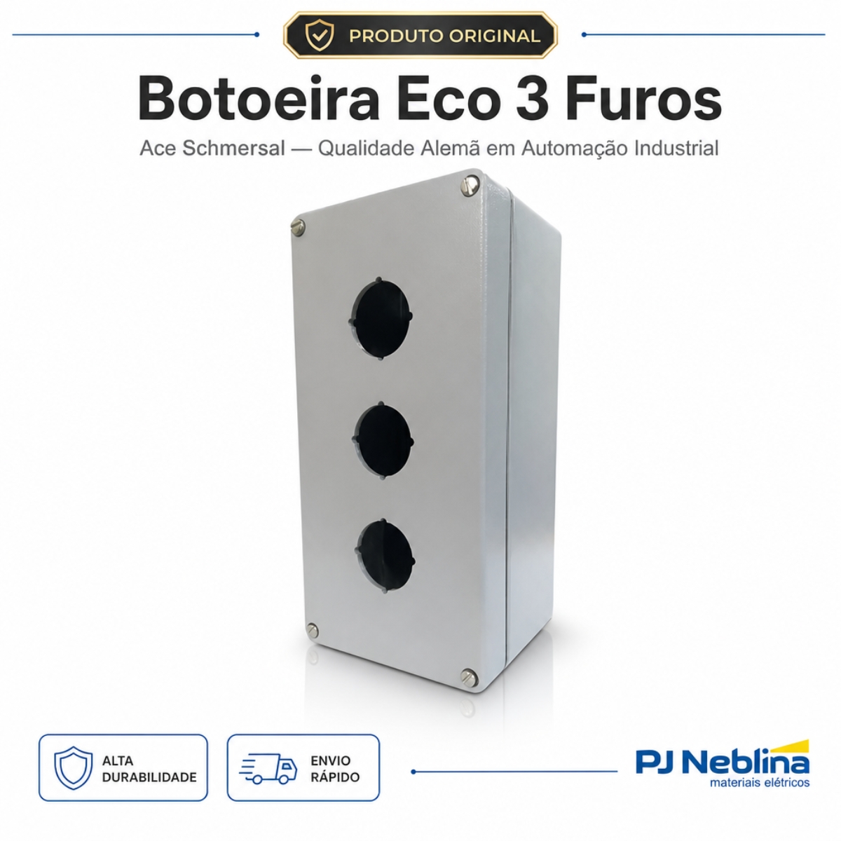 Botoeira Eco 3 Furos Centralizados 30Mm 94X180X81 Cinza - Ace Schmersal