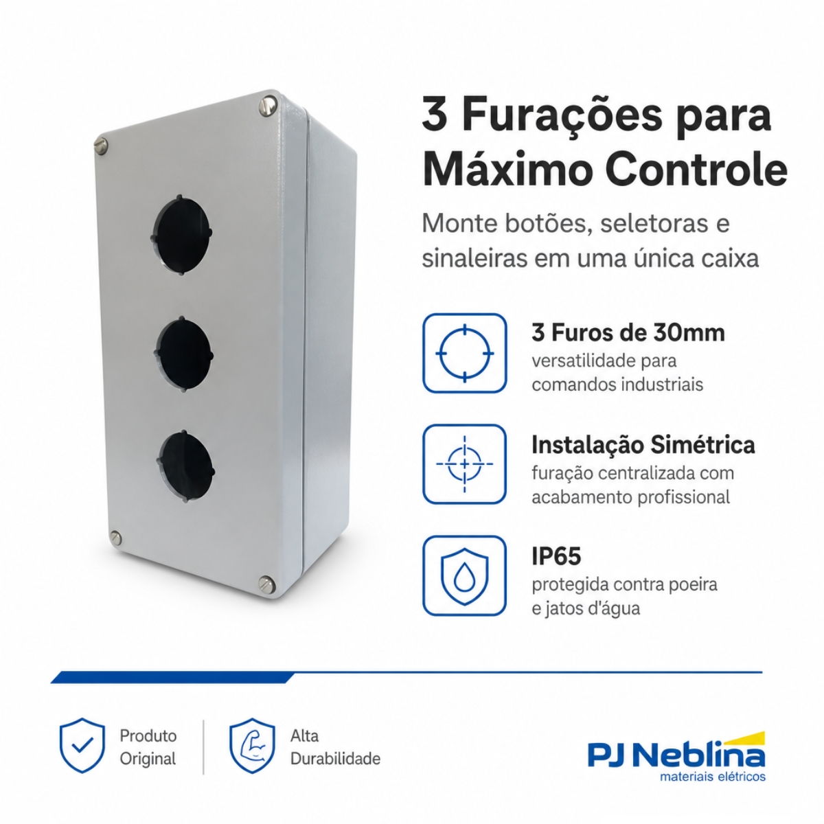 Botoeira Eco 3 Furos Centralizados 30Mm 94X180X81 Cinza - Ace Schmersal
