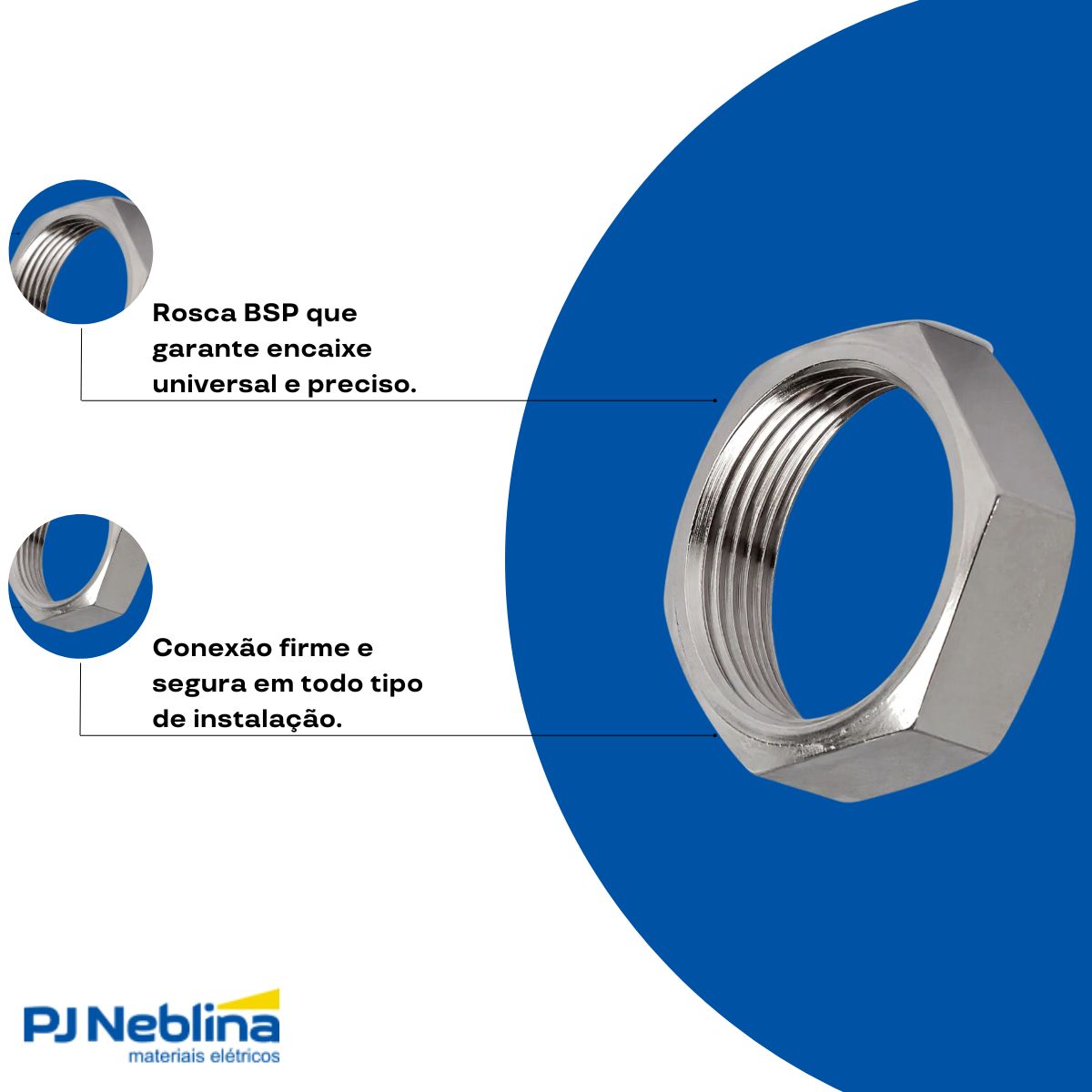 Conector Eletroduto Macho Reusavel Alumínio 1/2 Bsp Reto Fixo - Sptf