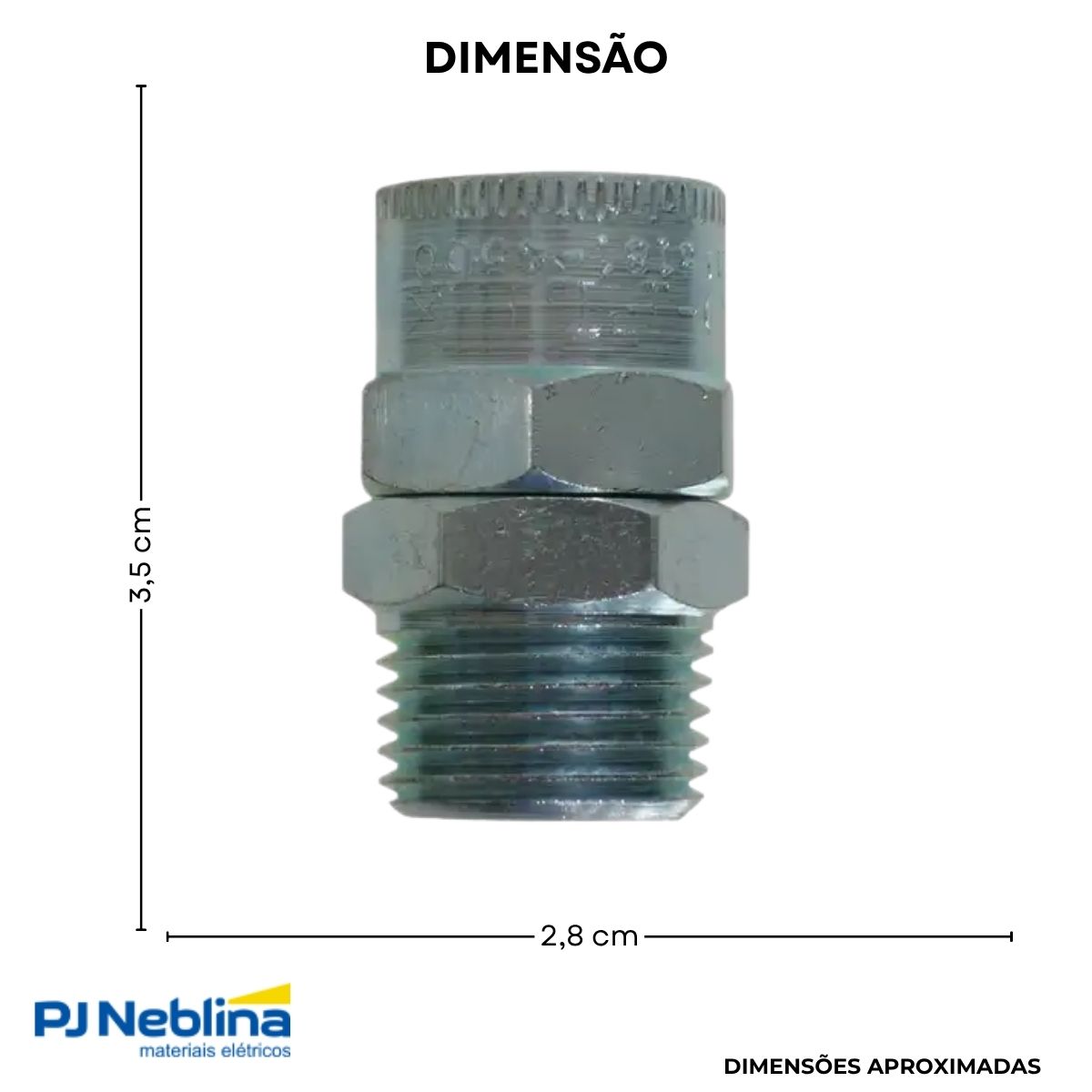 Conector Eletroduto Macho Latão Zincado 1/2 Bsp Reto Giratório - Ekoflex