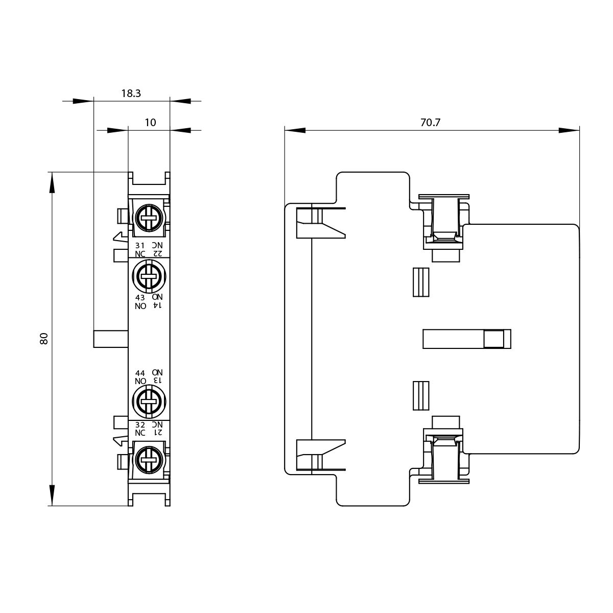 Bloco Contato Auxiliar Para Contator Lateral 3RT1 1Na+1Nf 3RH19211DA11 Siemens