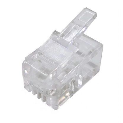 Conector Modular RJ11 Macho 4 Vias Transparente - Metaltex