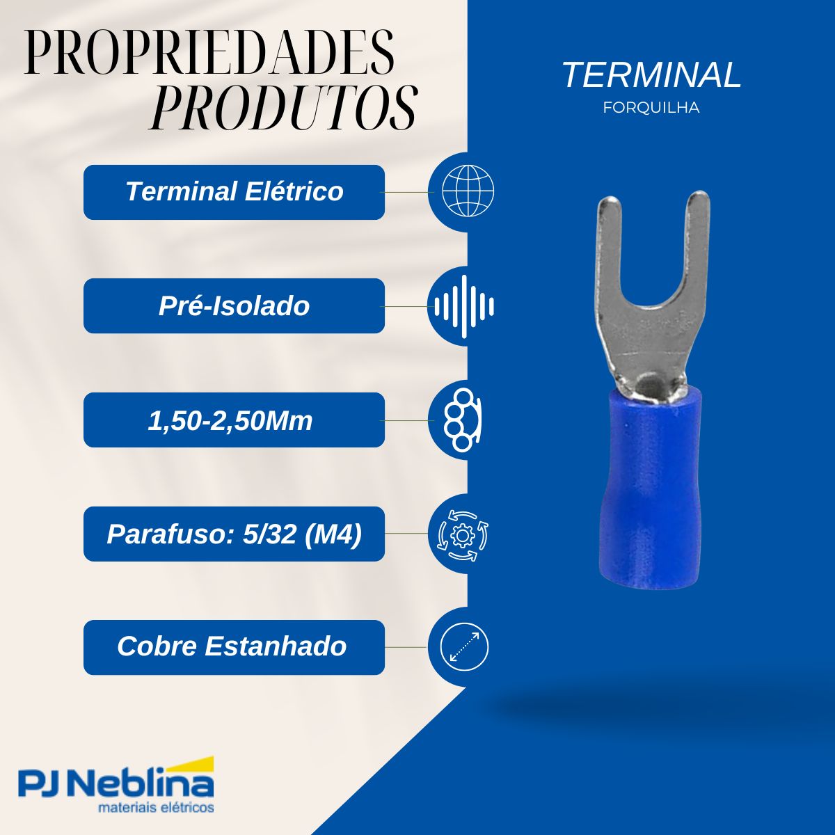 Terminal Forquilha 1,50-2,50mm (16-14awg) Pre-isolado Az F=4