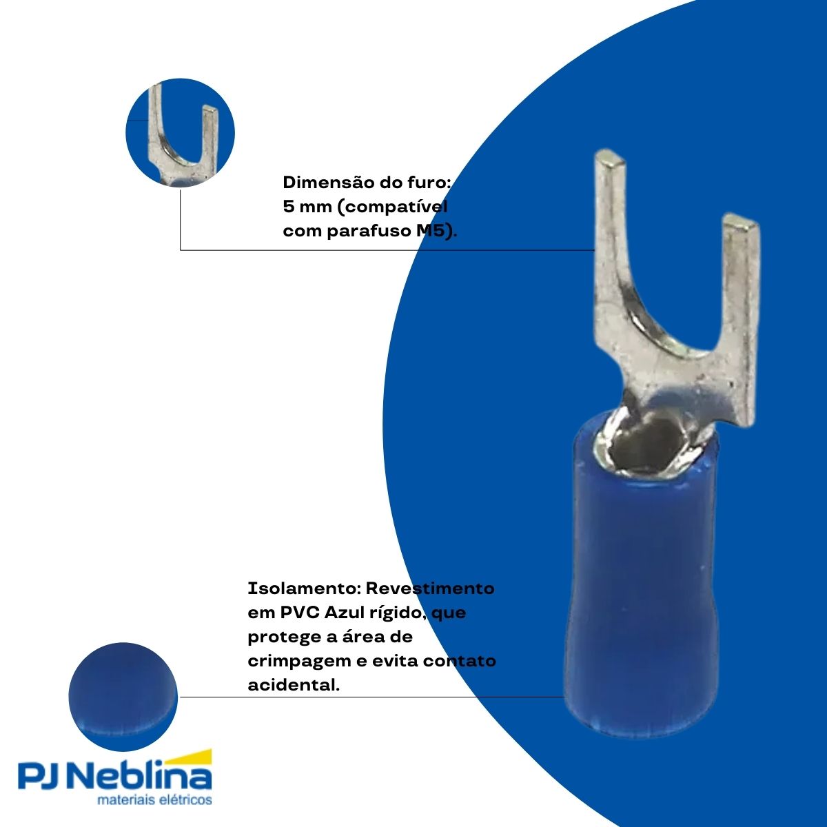 Terminal Forquilha 1,50-2,50mm (16-14awg) Pre-isolado Az F=5