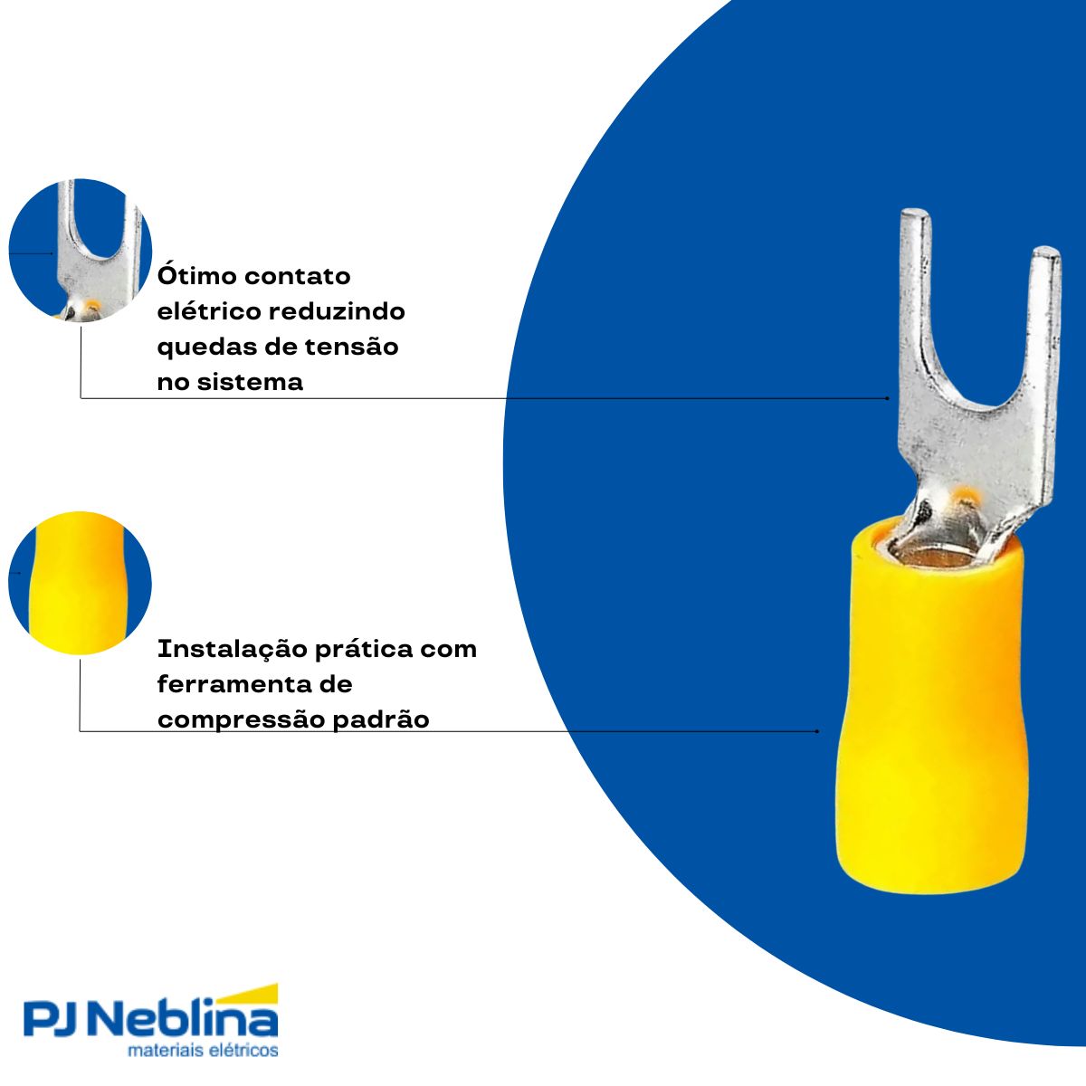 Terminal Forquilha 4,00-6,00mm (12-10awg) Pre-isolado Am F=4