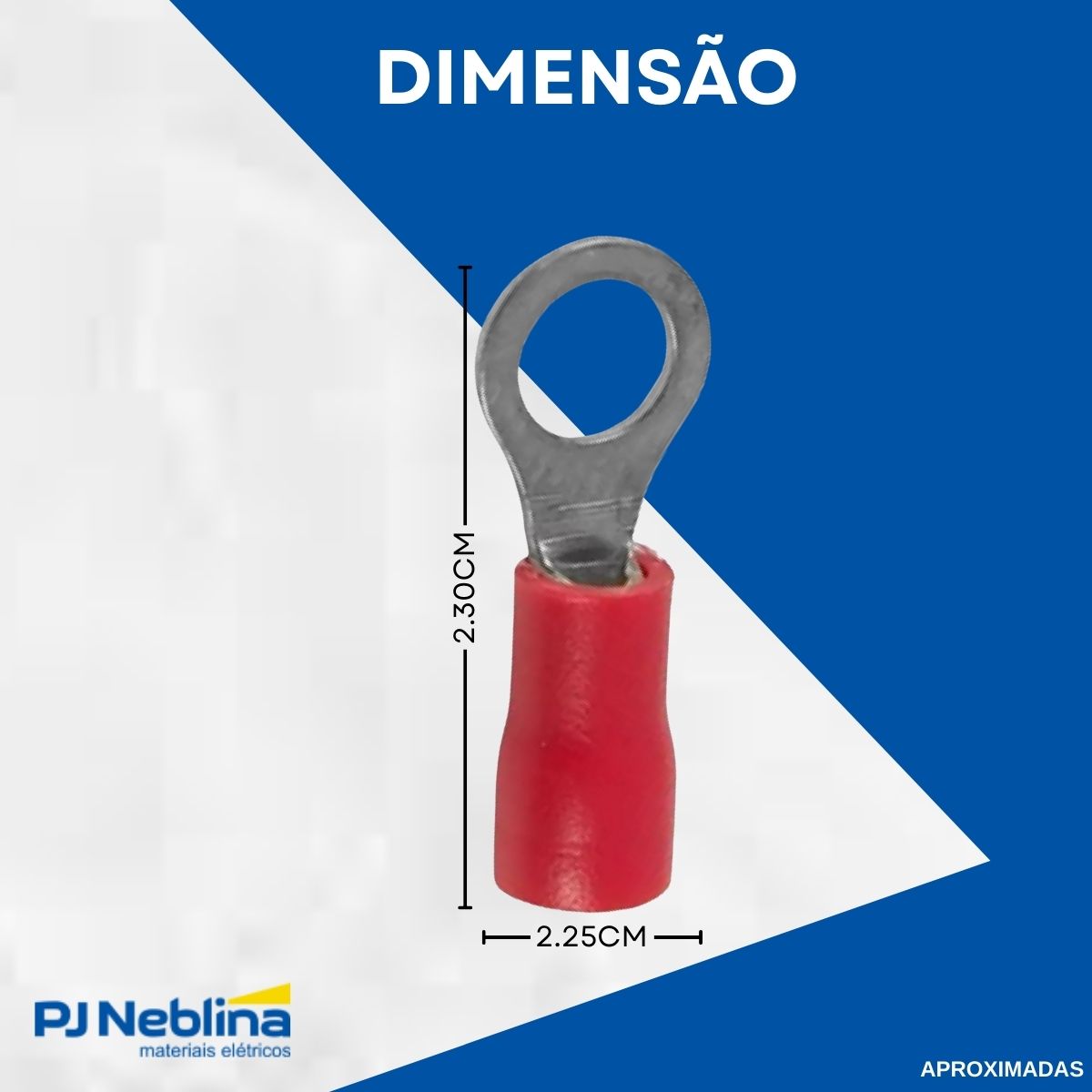 Terminal Olhal 10Mm (8Awg) Pre-Isolado Vermelho 1 Furo F=10Mm 3/8 (M10) Eletrokits