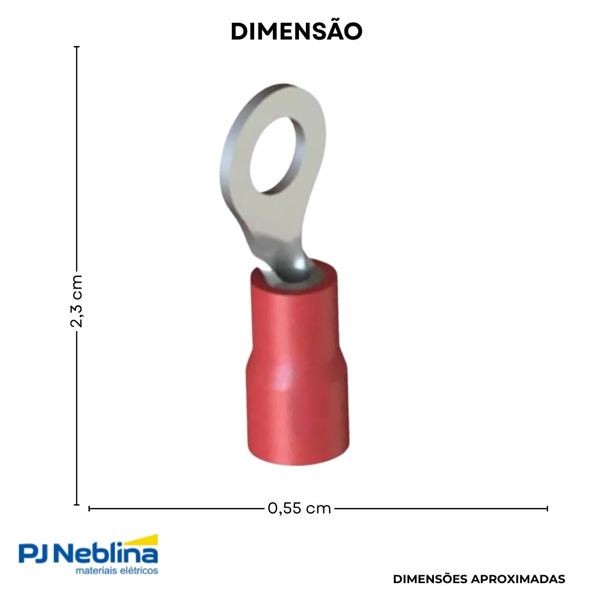 Terminal Olhal 0,50-1,50mm (22-16awg) Pre-isolado Vm 1 Furo