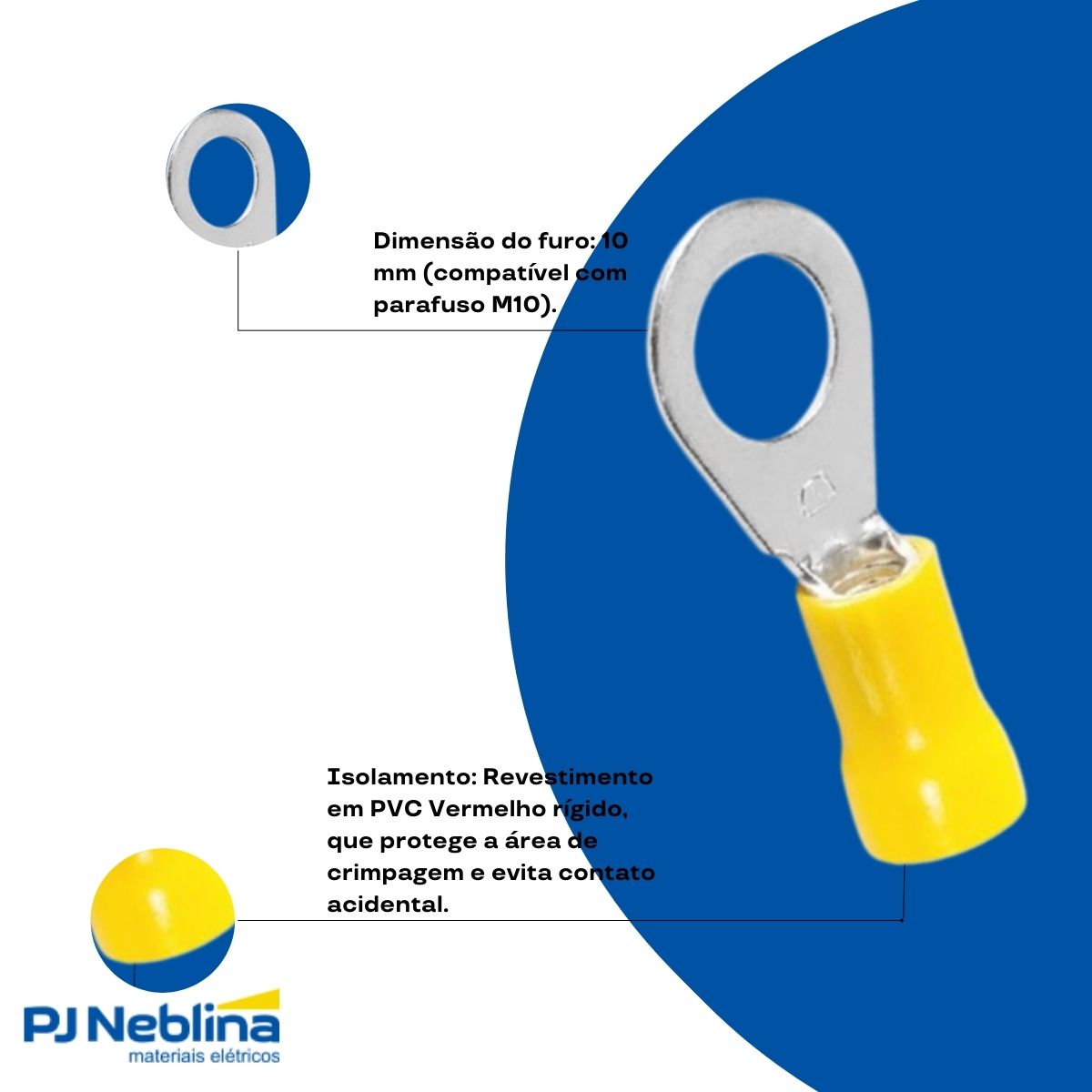 Terminal Olhal 4,00-6,00mm (12-10awg) Pre-isolado Am 1 Furo