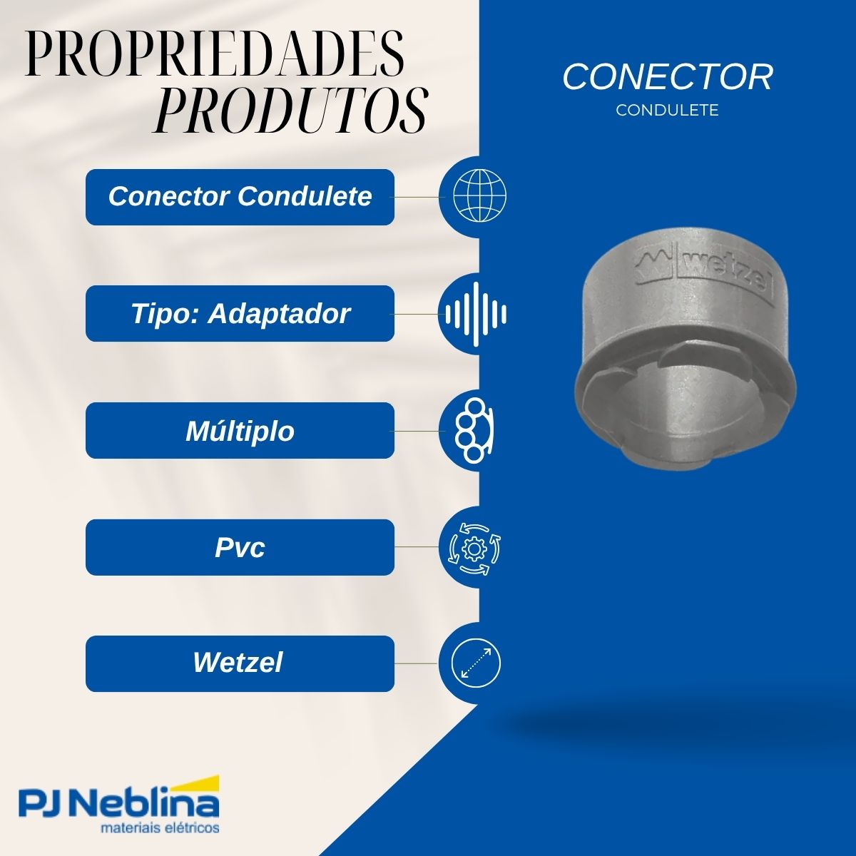 Conector Adaptador Múltiplo Pvc 1Pol S/Rosca Cinza - Wetzel
