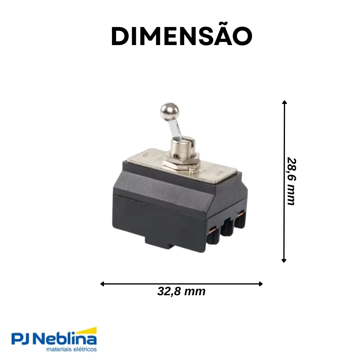 Chave Interruptor Alavanca Metálica Tripolar Liga/Desliga 20A 120V Cromada Standard Terminal Parafuso - Margirius