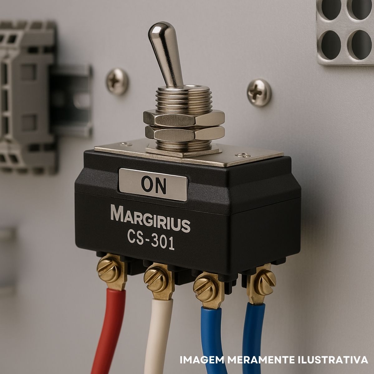 Chave Interruptor Alavanca Metálica Tripolar Liga/Desliga 20A 120V Cromada Standard Terminal Parafuso - Margirius