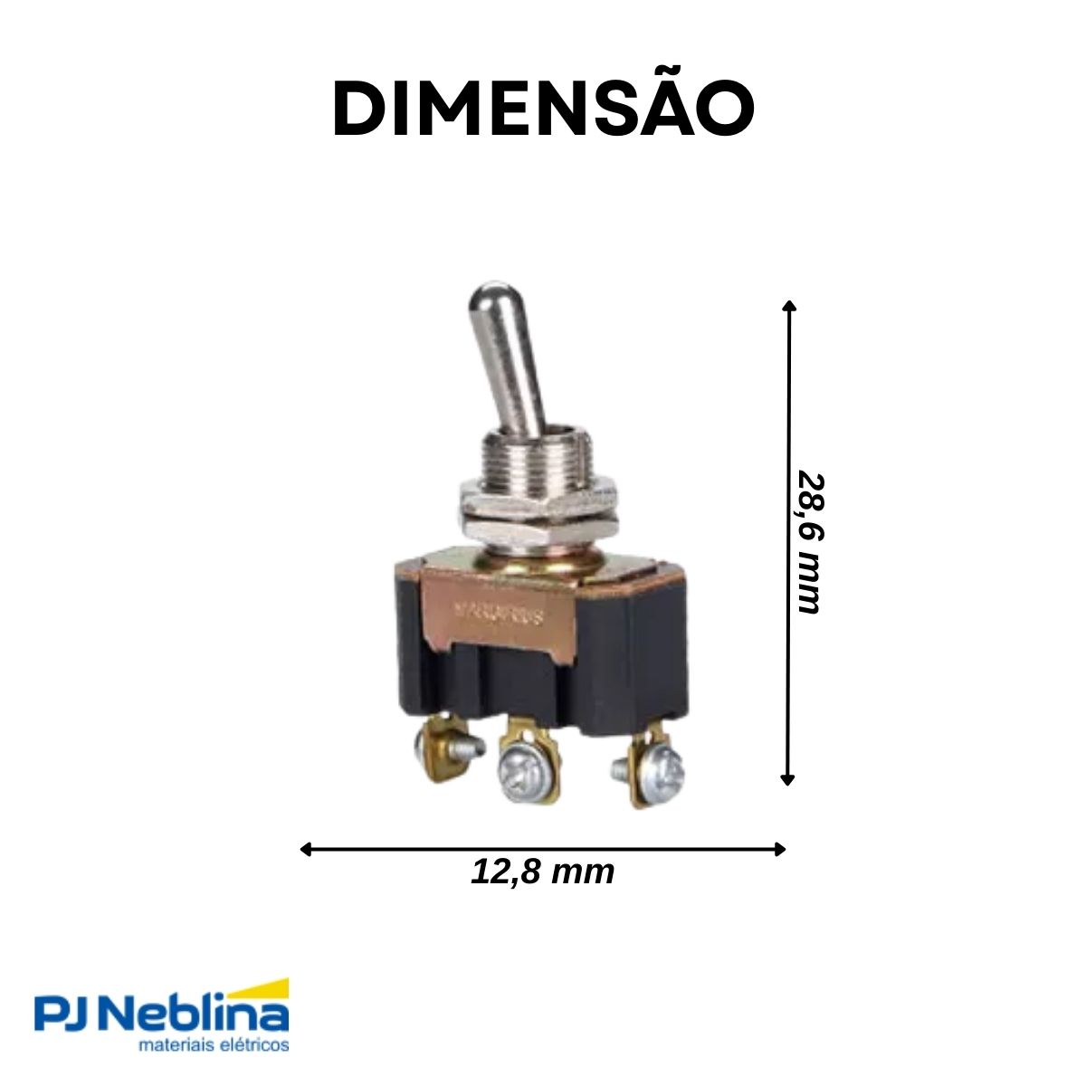Interruptor Alavanca Metal Liga/Desliga Com Porca 15A 120Vca 1P Terminal Parafuso Cpd-1918 - Margirius